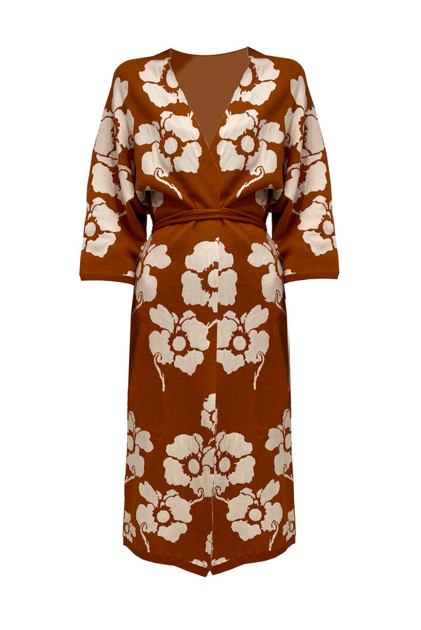 Alba Knit Cotton Jacquard Cardigan / Fox Maxi Flowers